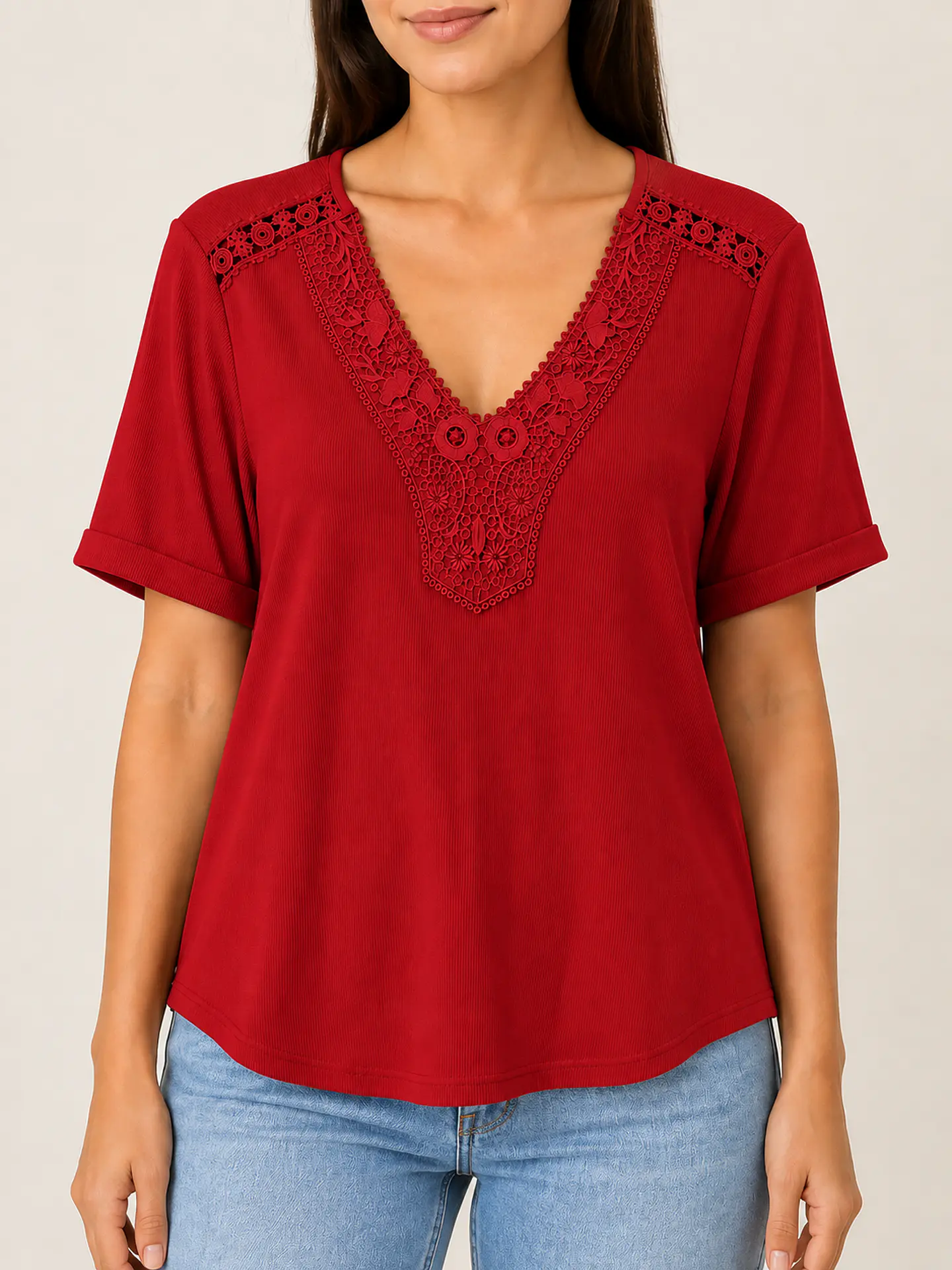 Polera manga corta Roja Wados 5