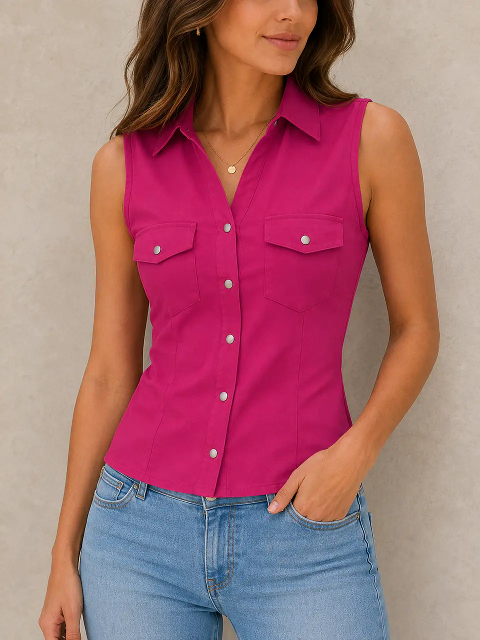 Blusa sin mangas Fucsia Wados 4