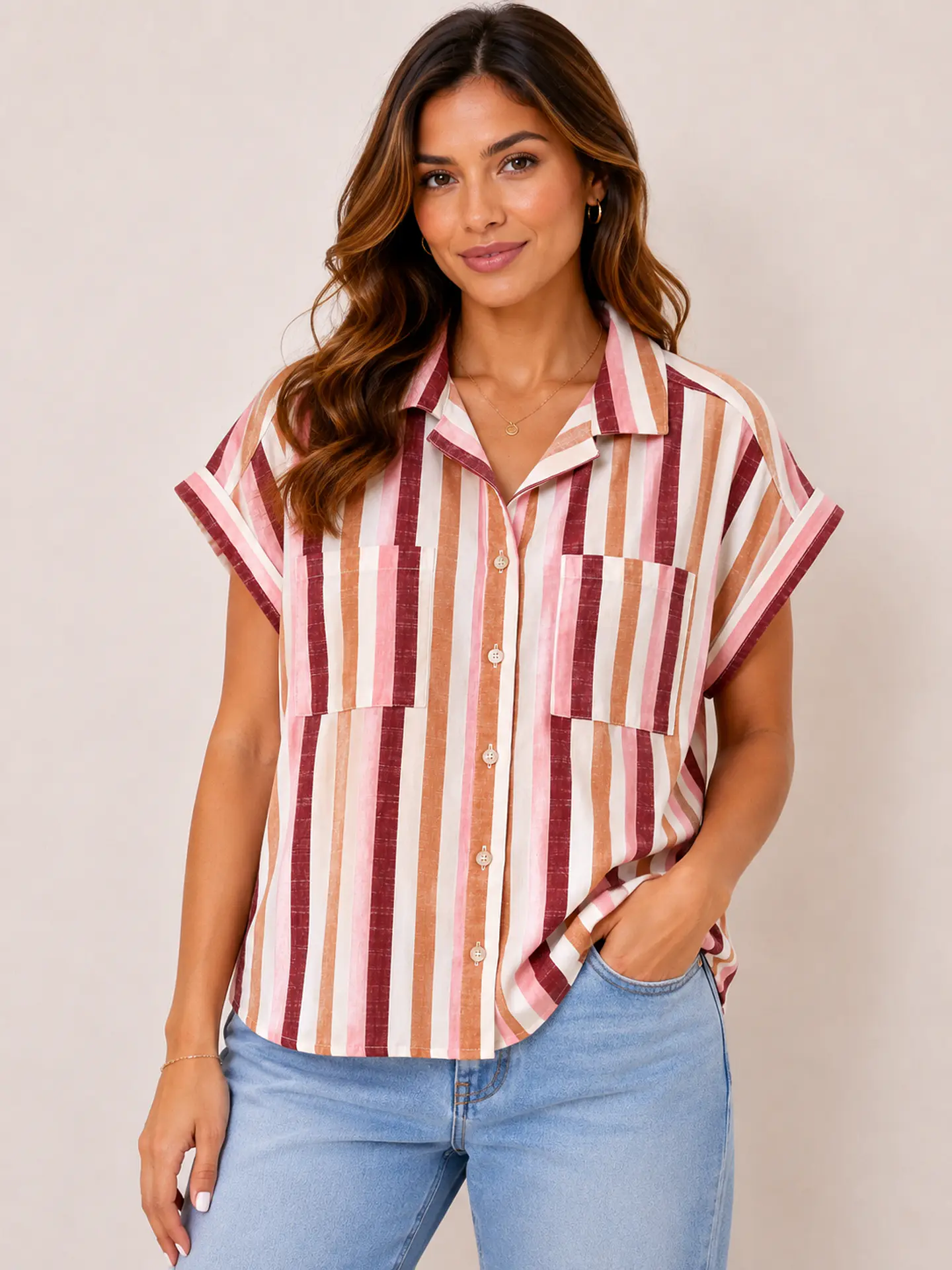 Blusa manga corta Rosada Wados 4