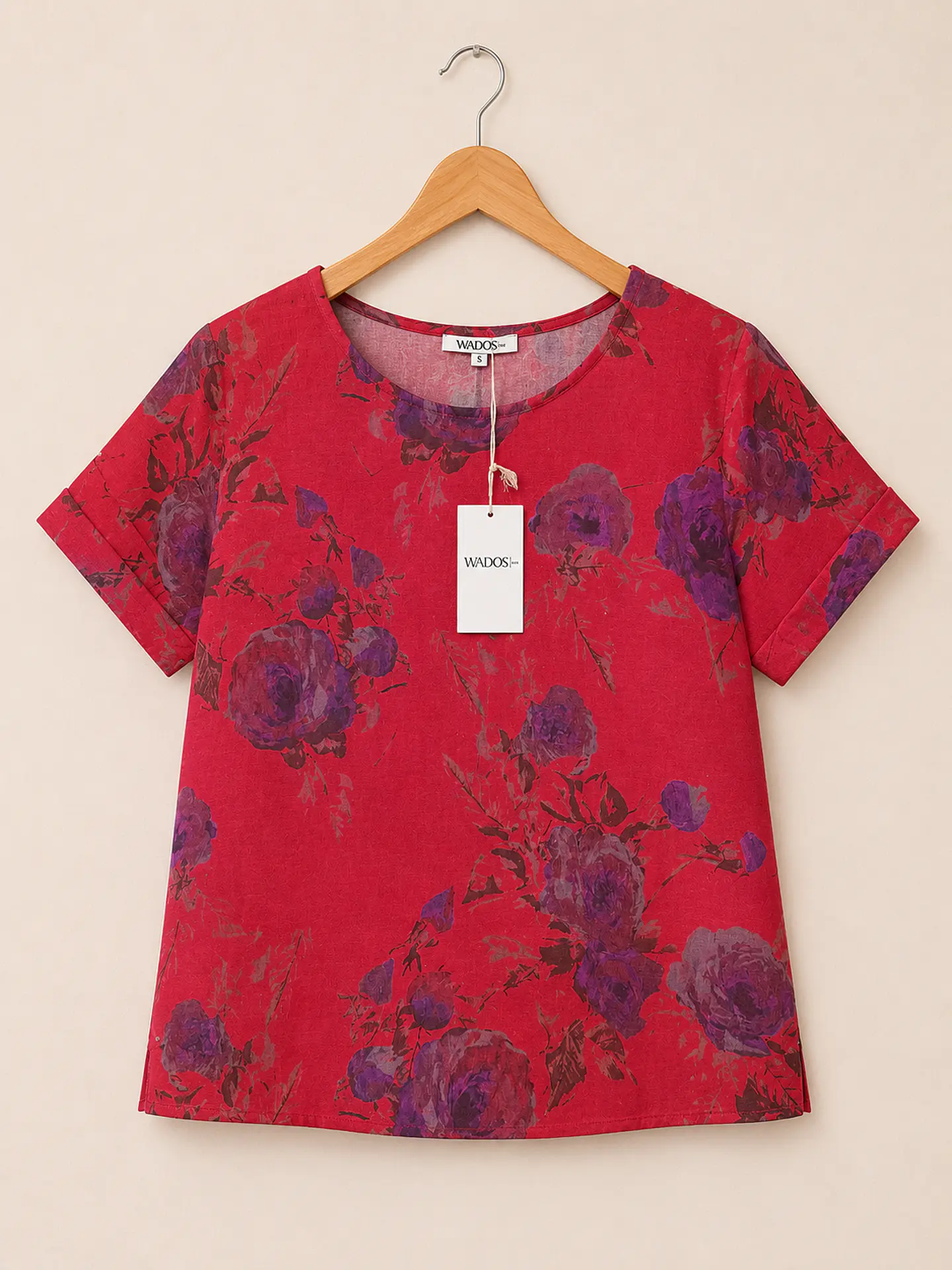 Blusa manga corta Lino Roja Wados 1