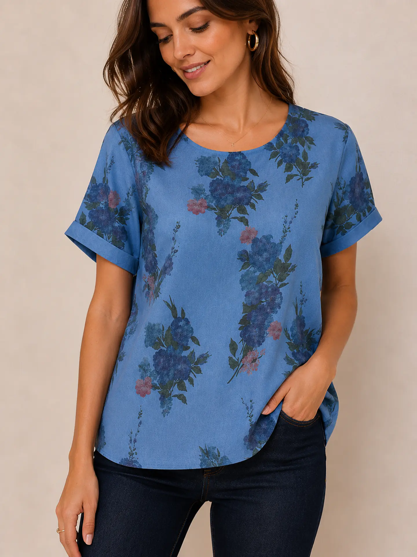 Blusa manga corta Lino Azul Wados 5