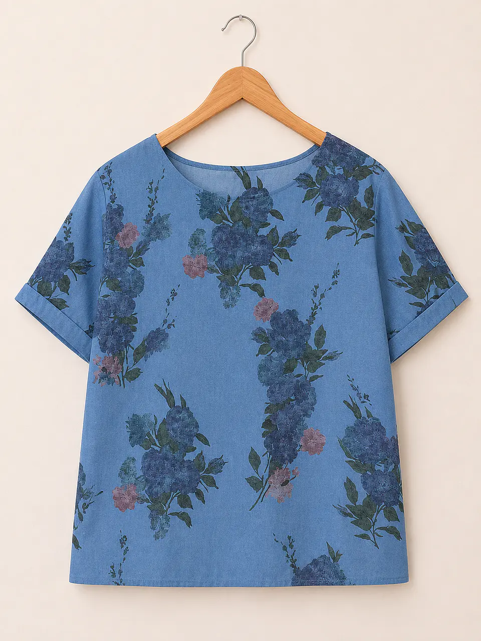 Blusa manga corta Lino Azul Wados 2