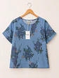 Blusa manga corta Lino Azul Wados - Miniatura 1