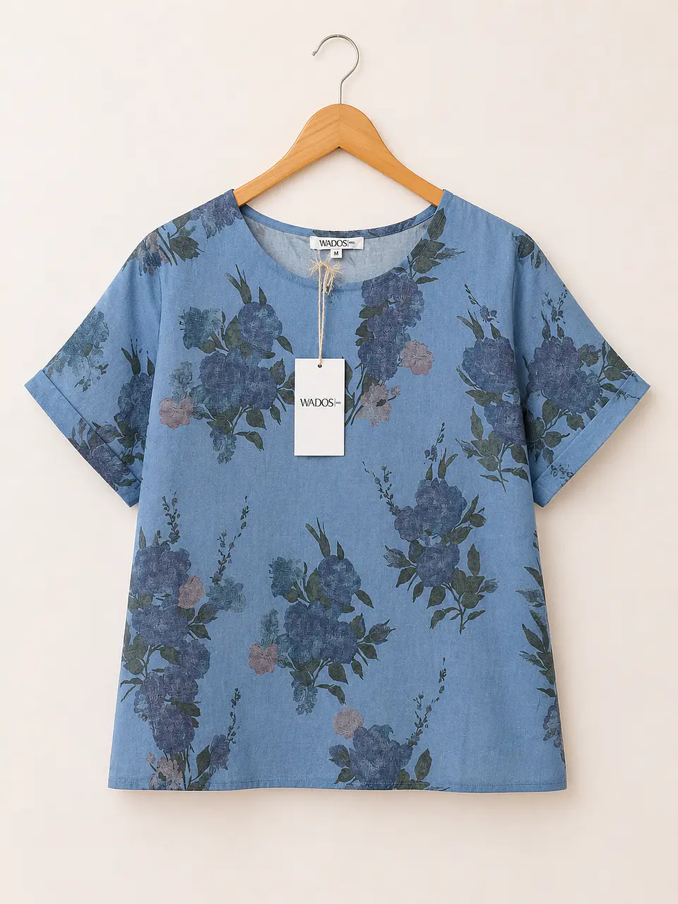 Blusa manga corta Lino Azul Wados 1