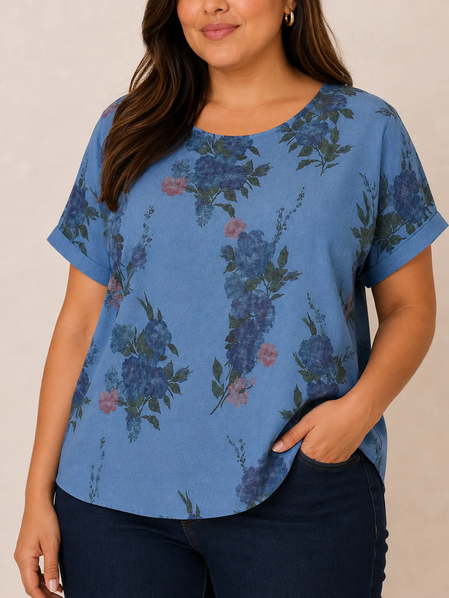 Blusa manga corta Lino Azul Wados 4
