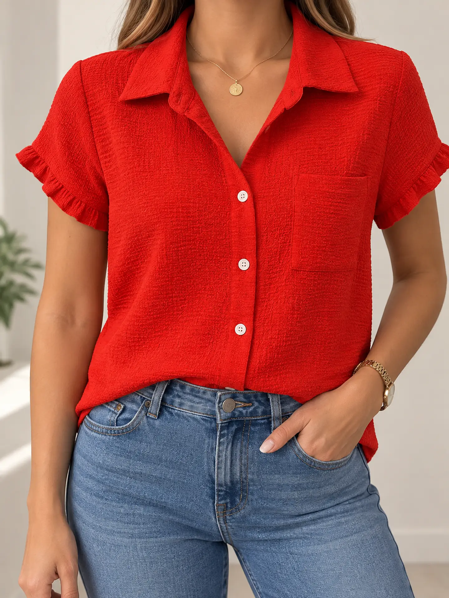 Blusa manga corta Naranja Wados 4