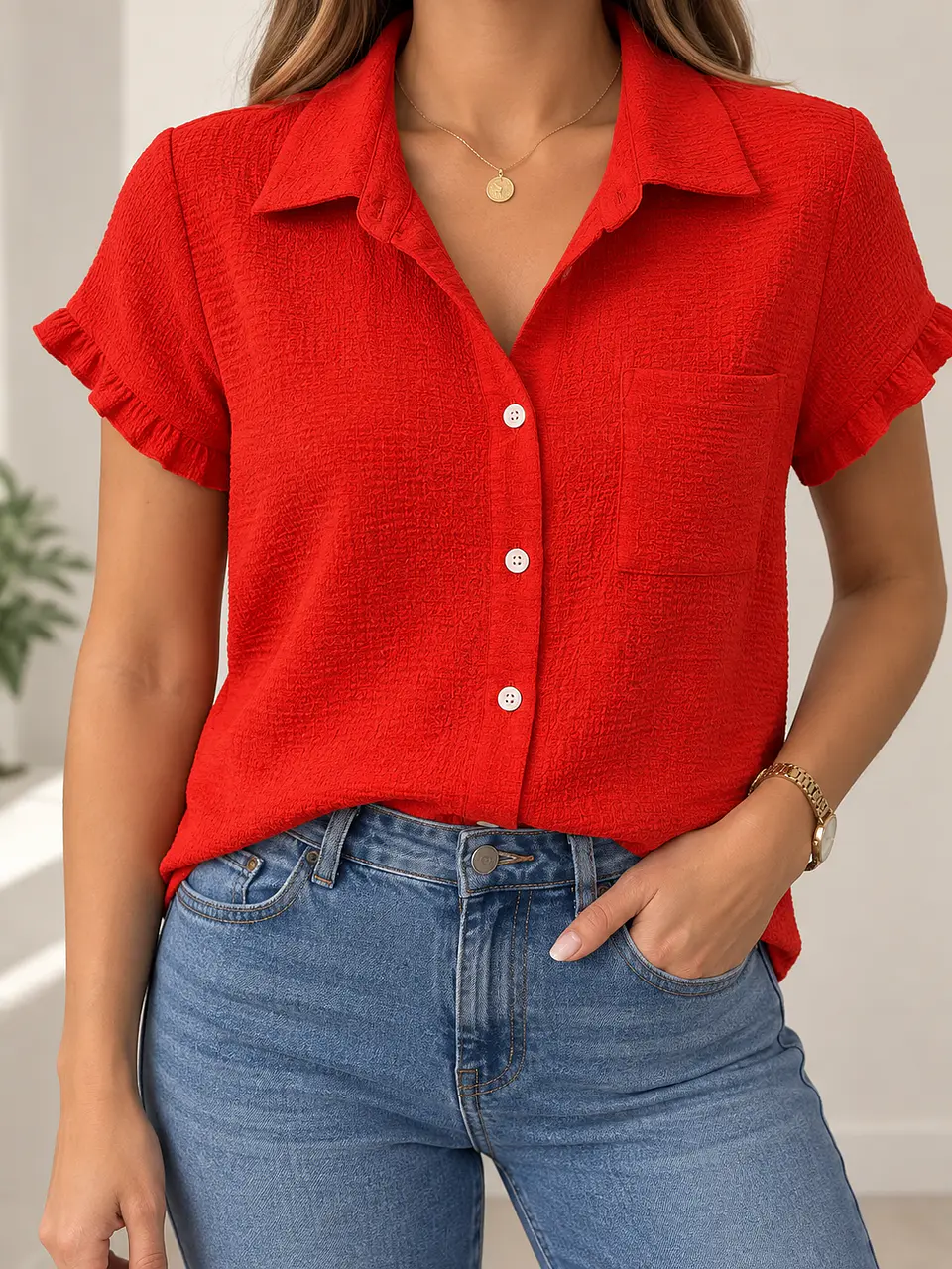 Blusa manga corta Naranja Wados 4