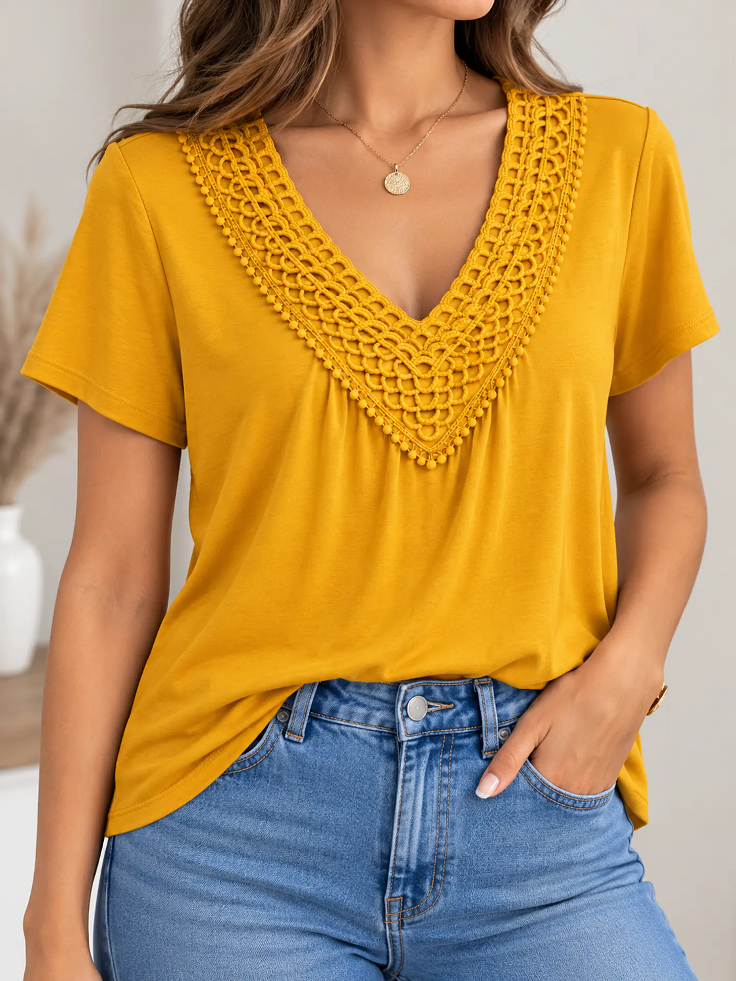 Blusa manga corta Mostaza Wados 4