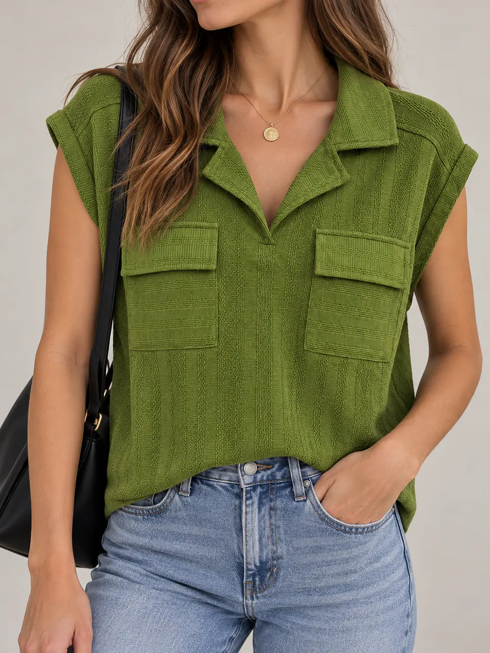 Blusa manga corta Verde Wados 4