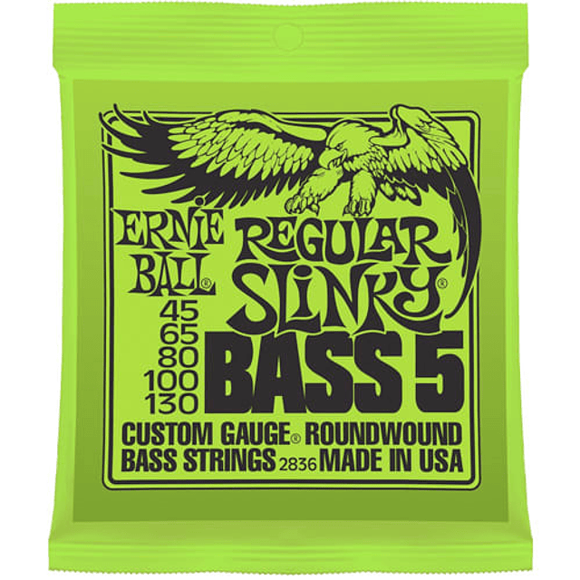 Set Cuerdas Bajo Eléctrico 5 Cuerdas Ernie Ball Regular Slinky