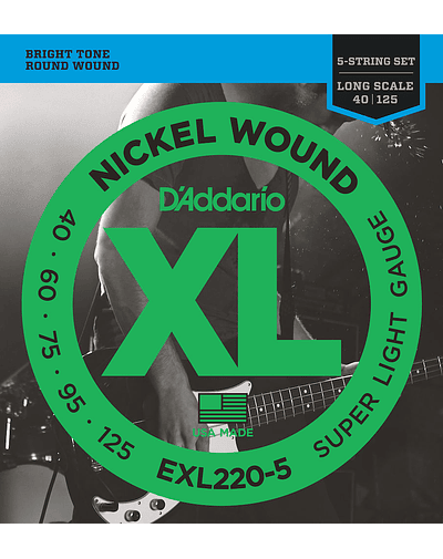 Set Cuerdas Bajo Eléctrico 5 Cuerdas D'Addario EXL220/5