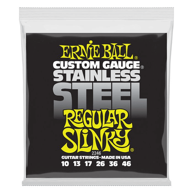 Set Cuerdas Guitarra Eléctrica 0.10 Ernie Ball Stainless Steel Regular Slinky