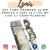 SET TUBO CROMADO 19 MM ANGULO 1.00X1.00 LISO C/CODO+FLANCHE 