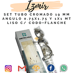 SET TUBO CROMADO 19 MM ANGULO 1.00X1.00 LISO C/CODO+FLANCHE 