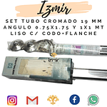 SET TUBO CROMADO 19 MM ANGULO 1.00X1.00 LISO C/CODO+FLANCHE 