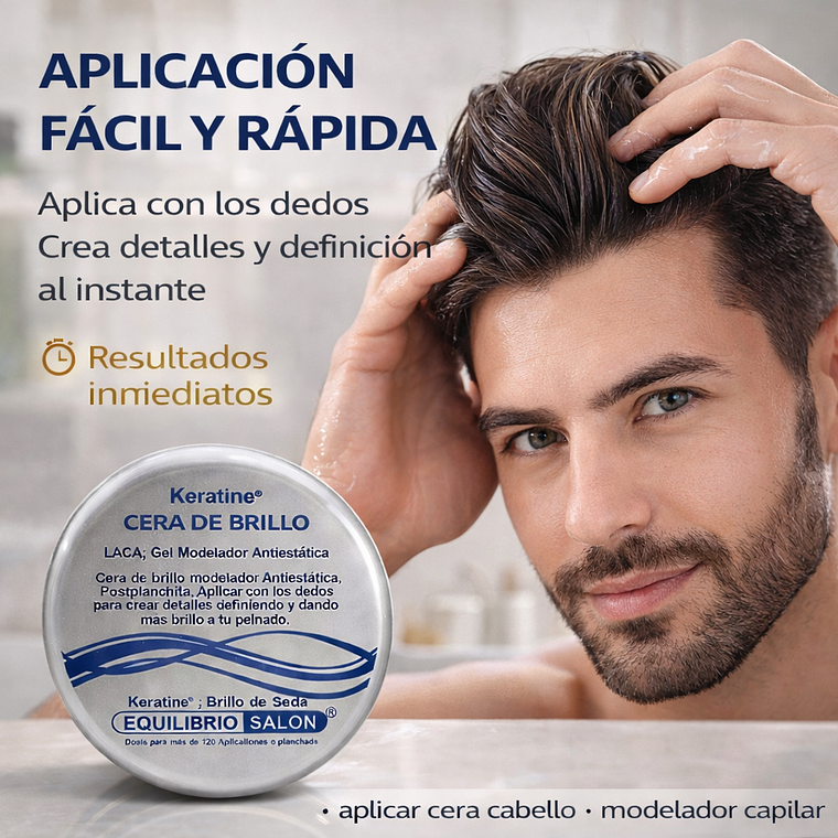 Cera Cabello Hombre Brillante Modelador Antiestática 120g 3