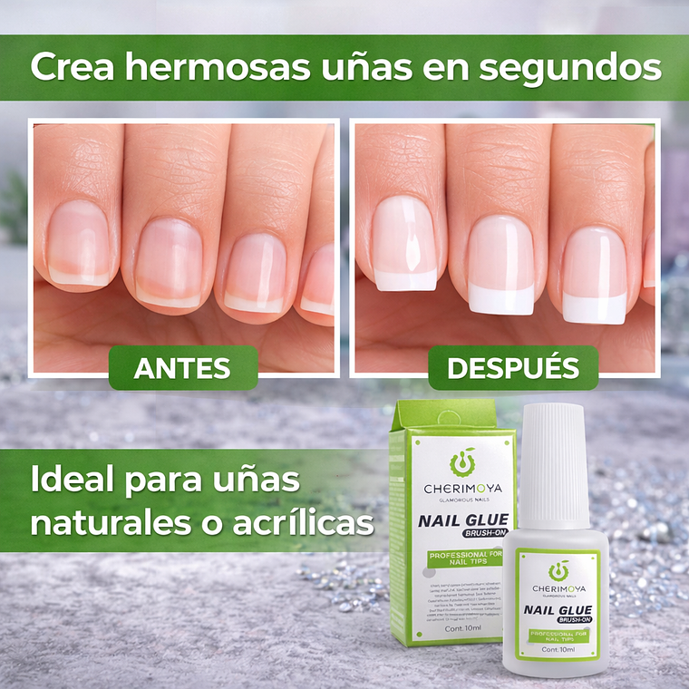 Pegamento Para Uñas Postizas Cherimoya 10 Ml Larga Duración 4