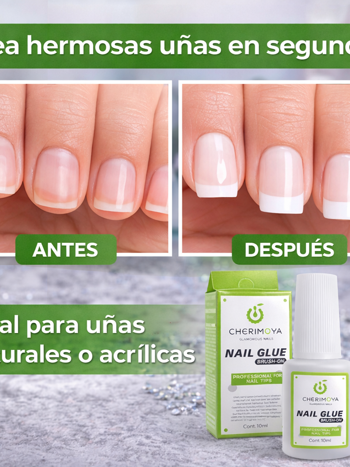 Pegamento Para Uñas Postizas Cherimoya 10 Ml Larga Duración 4