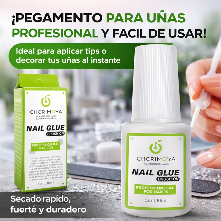 Pegamento Para Uñas Postizas Cherimoya 10 Ml Larga Duración 8