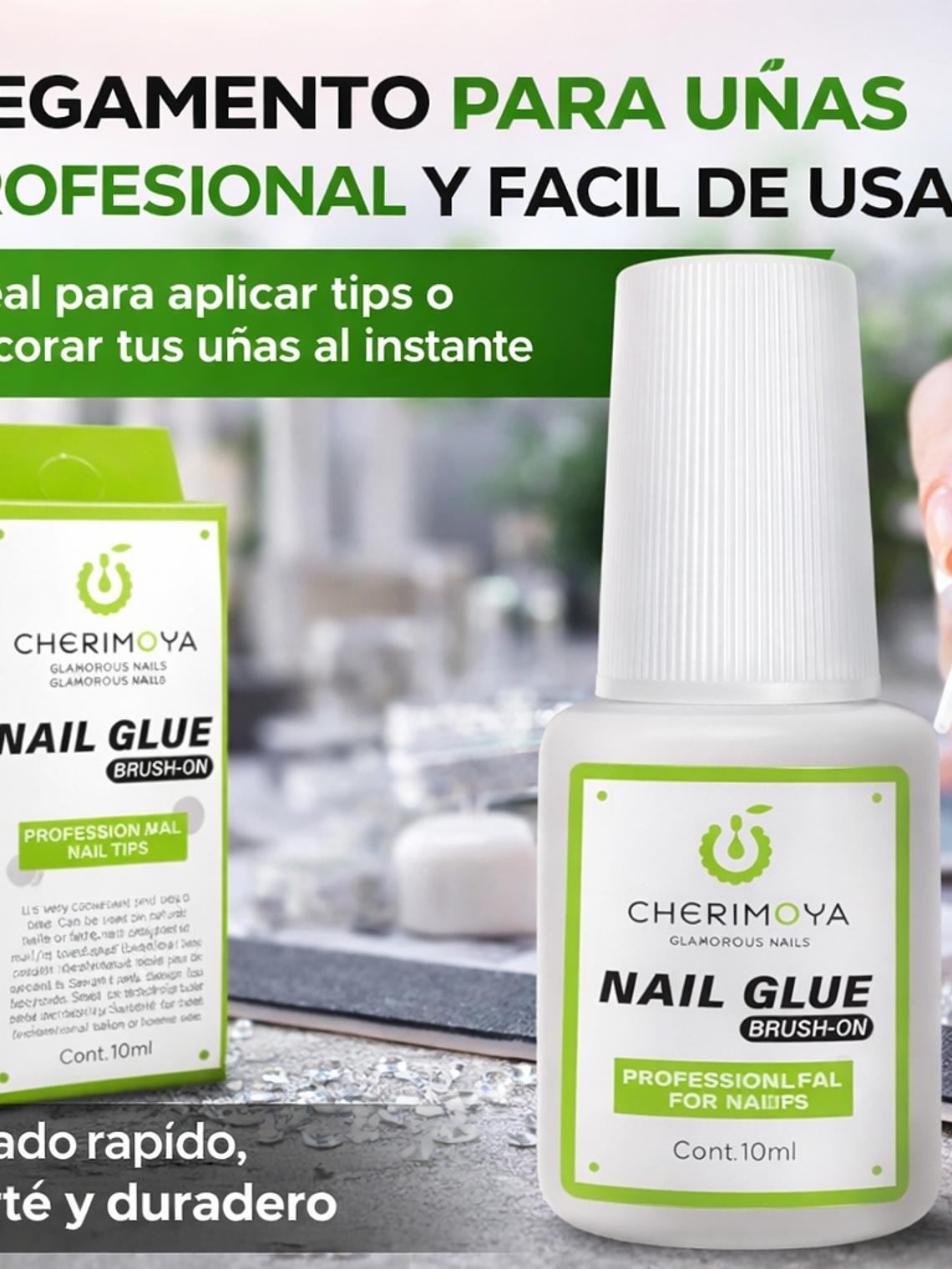 Pegamento Para Uñas Postizas Cherimoya 10 Ml Larga Duración 8