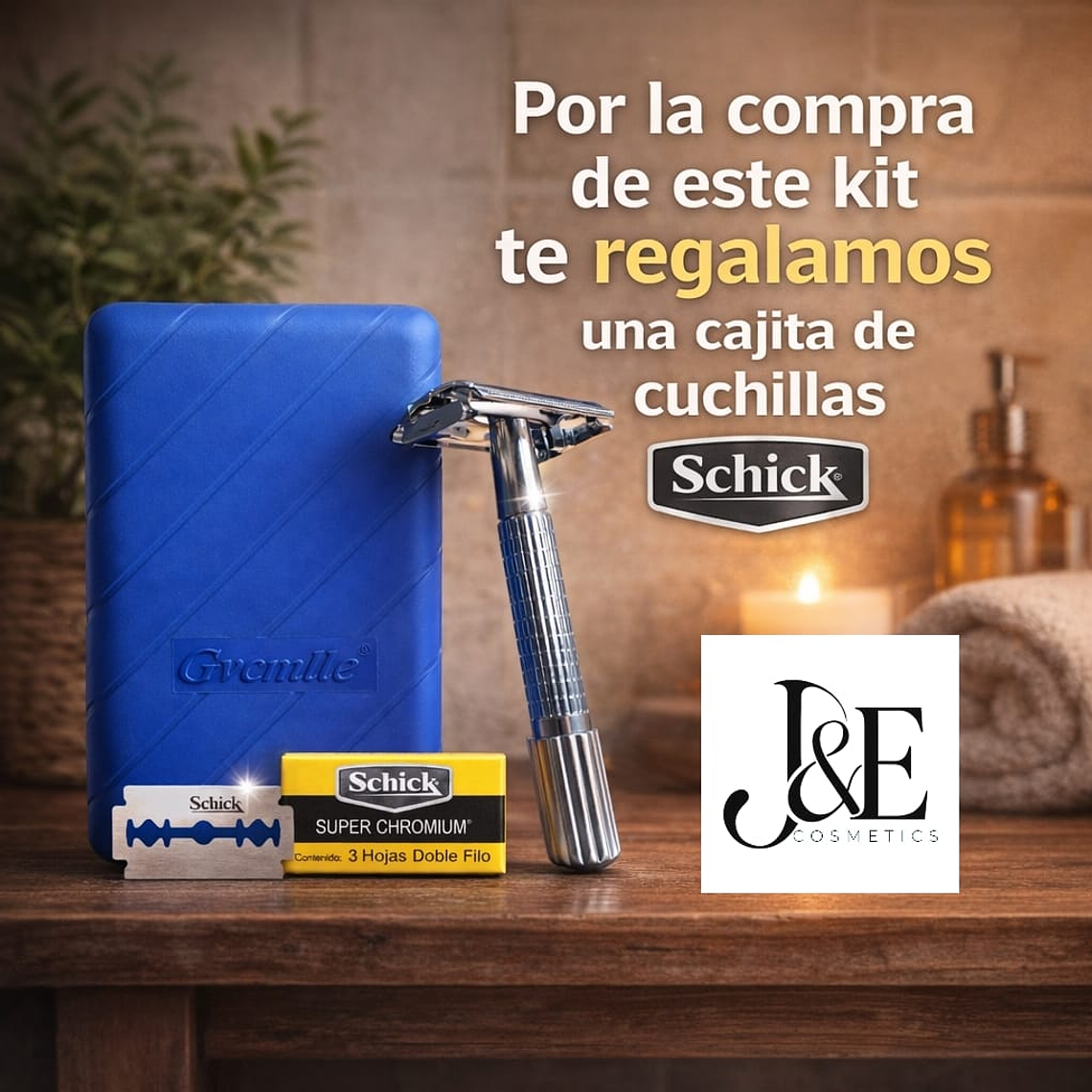 Navaja Afeitar Hombre Clásica + 6 Cuchillas Shick Doble Filo 2