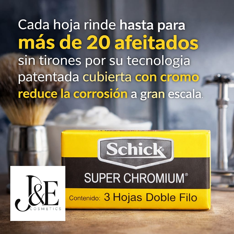 Navaja Afeitar Hombre Clásica + 6 Cuchillas Shick Doble Filo 3