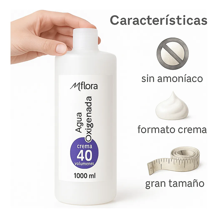 Agua Oxigenada Crema 40 Volúmenes Para Cabello Mflora 1000ml 4