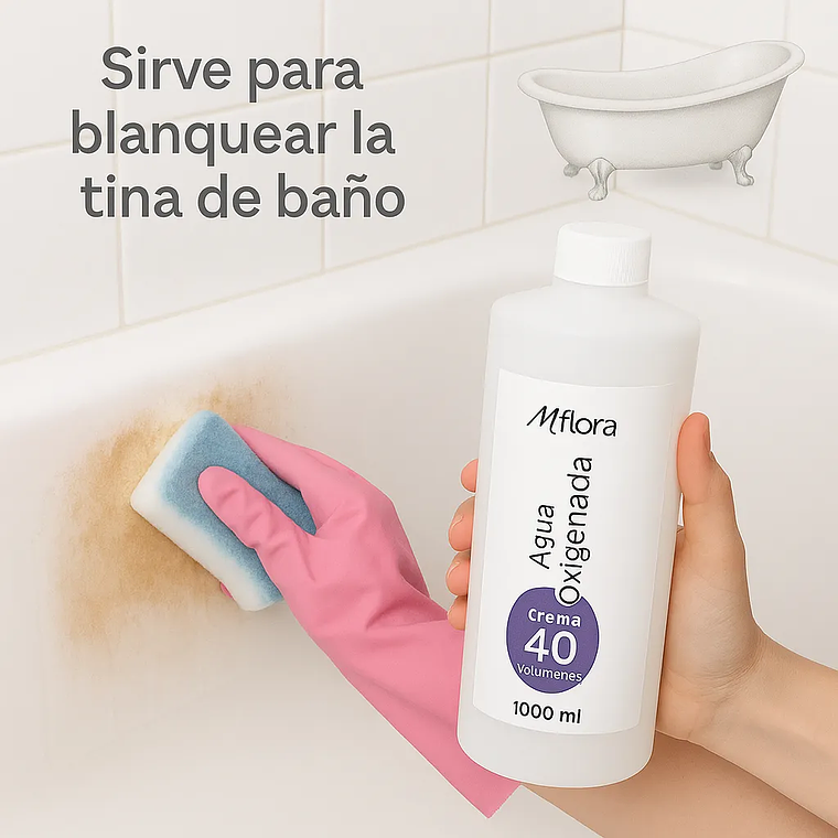 Agua Oxigenada Crema 40 Volúmenes Para Cabello Mflora 1000ml 5