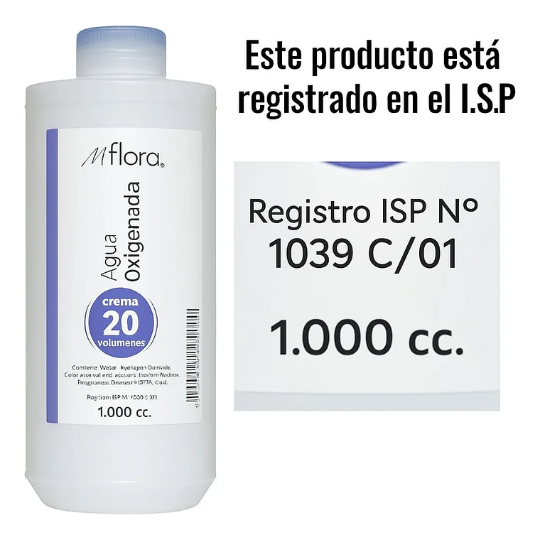 Agua Oxigenada Crema 20 Volúmenes Para Cabello Mflora 1000ml 8