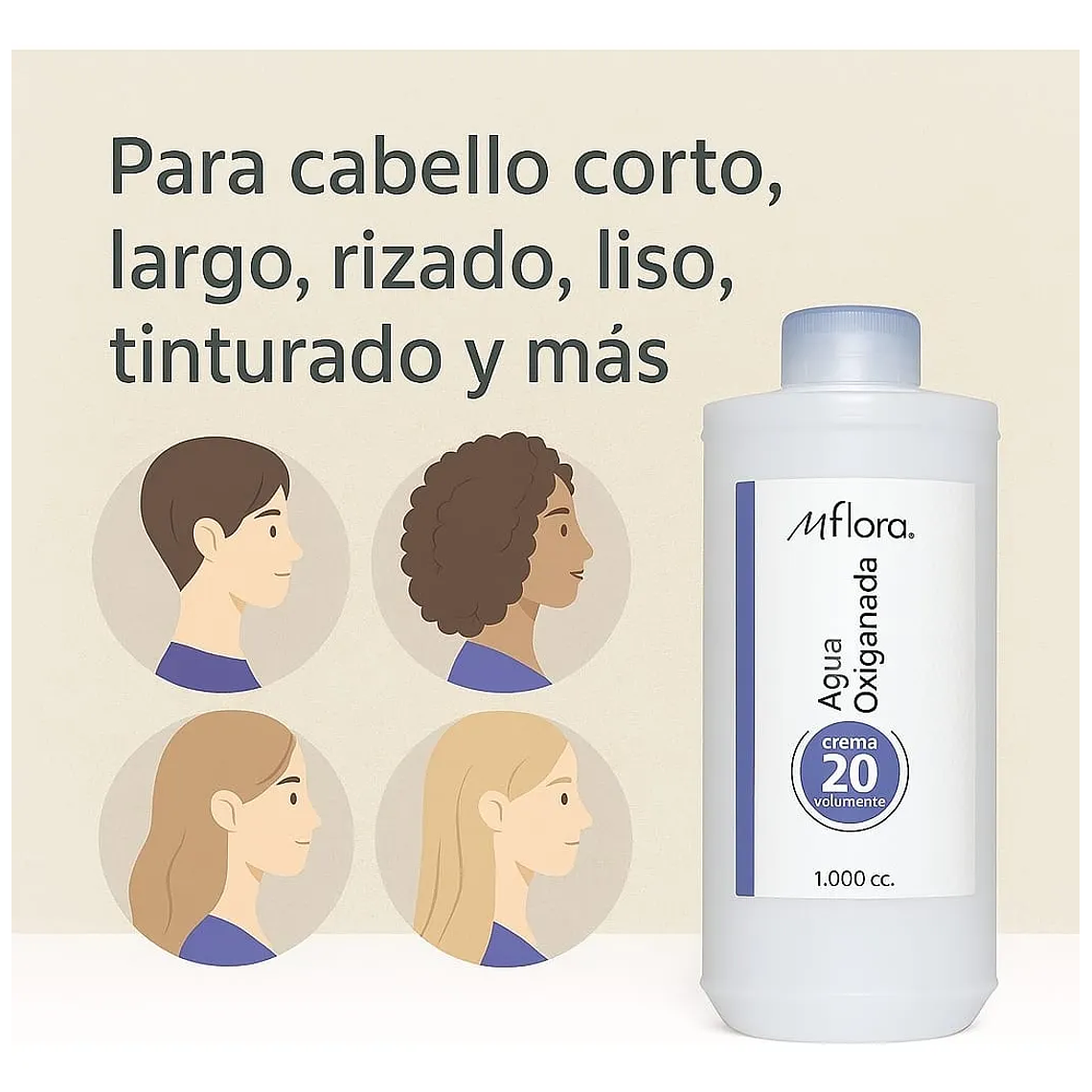 Agua Oxigenada Crema 20 Volúmenes Para Cabello Mflora 1000ml 3