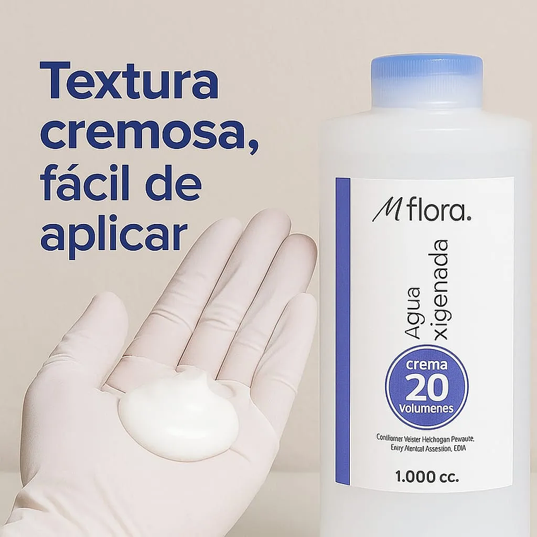 Agua Oxigenada Crema 20 Volúmenes Para Cabello Mflora 1000ml 2