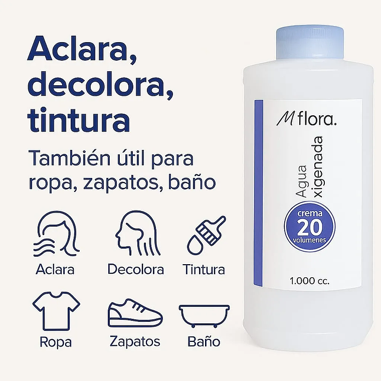Agua Oxigenada Crema 20 Volúmenes Para Cabello Mflora 1000ml 9