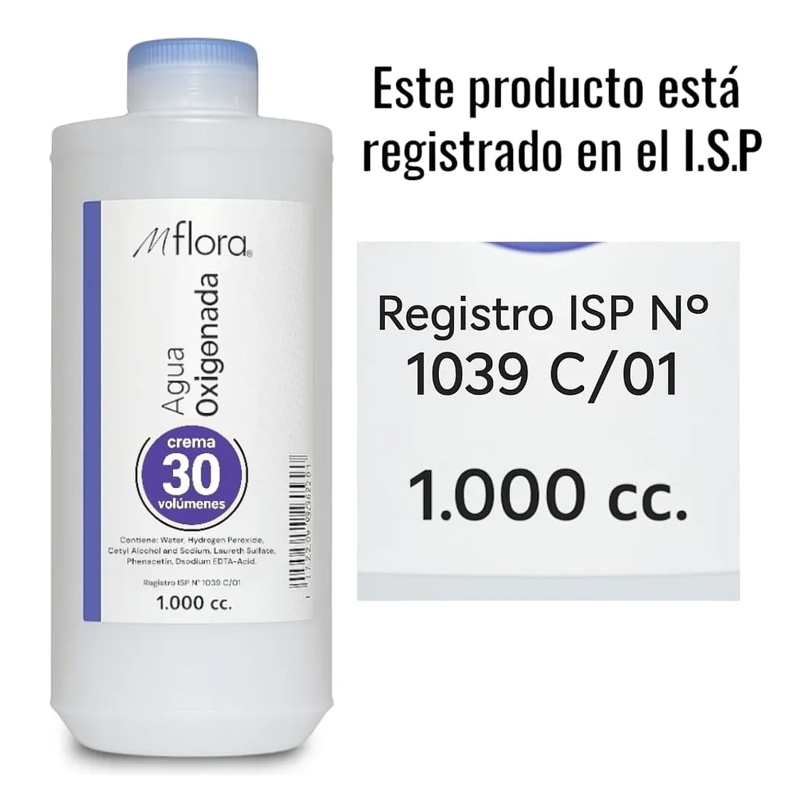 Agua Oxigenada Crema 30 Volúmenes Para Cabello Mflora 1000ml 2