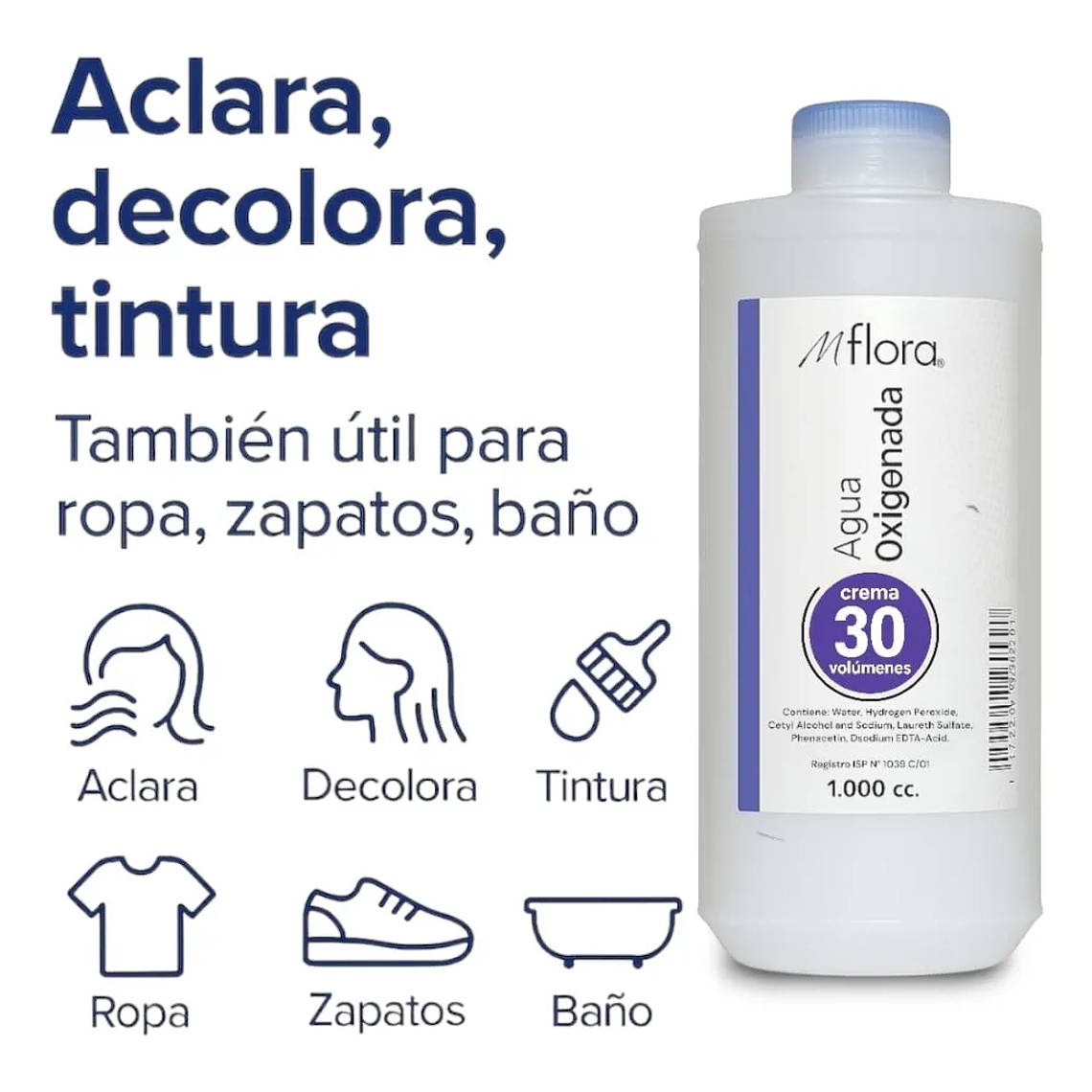 Agua Oxigenada Crema 30 Volúmenes Para Cabello Mflora 1000ml 3