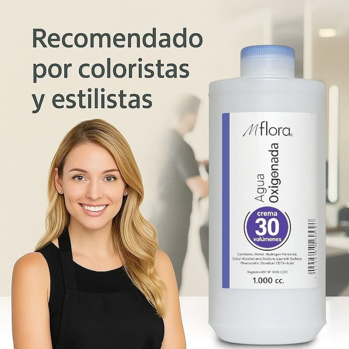 Agua Oxigenada Crema 30 Volúmenes Para Cabello Mflora 1000ml 9