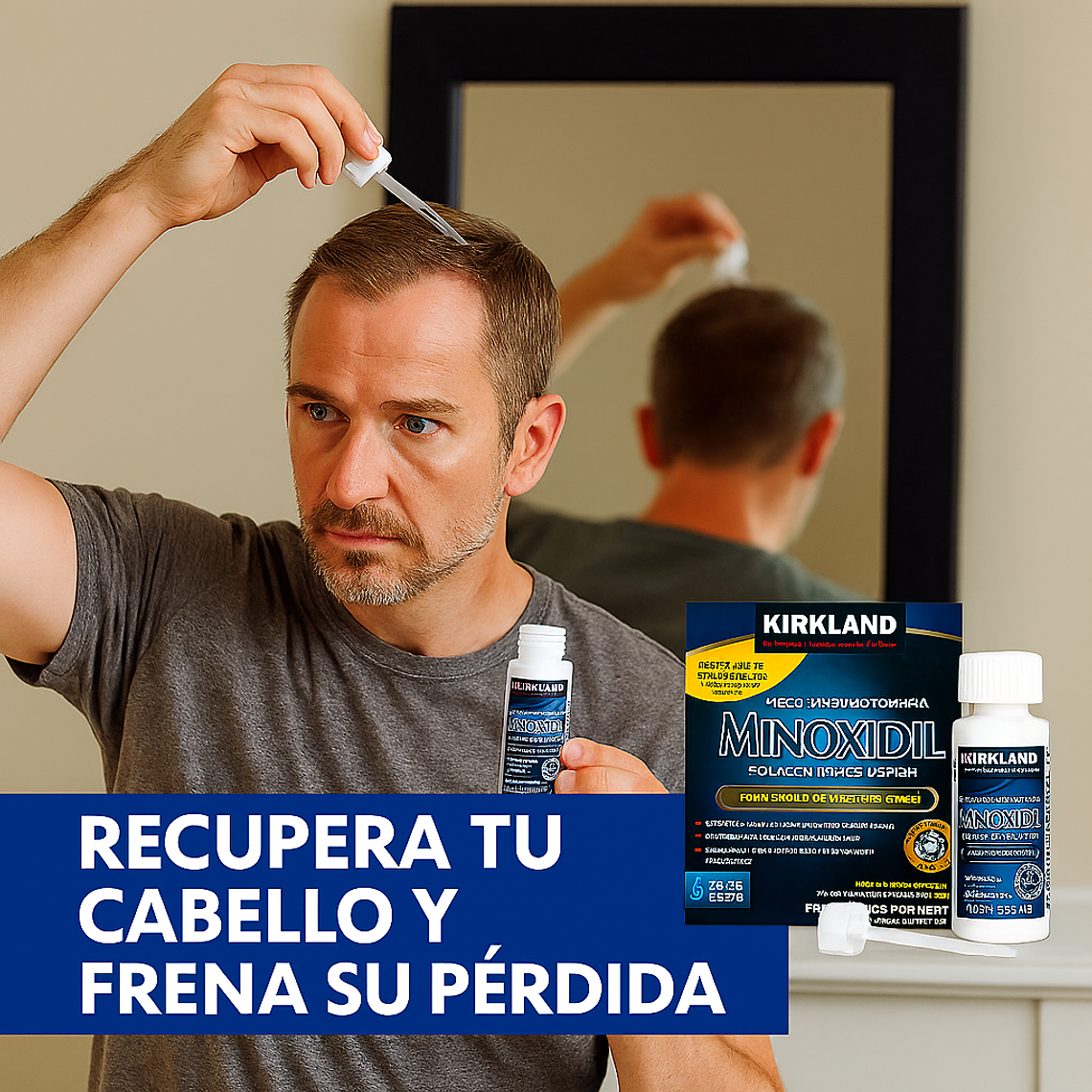 Minoxidil Kirkland + Dermarroller Crecimiento de Barba y Cabello tratamiento 1 Mes 60 ML 4