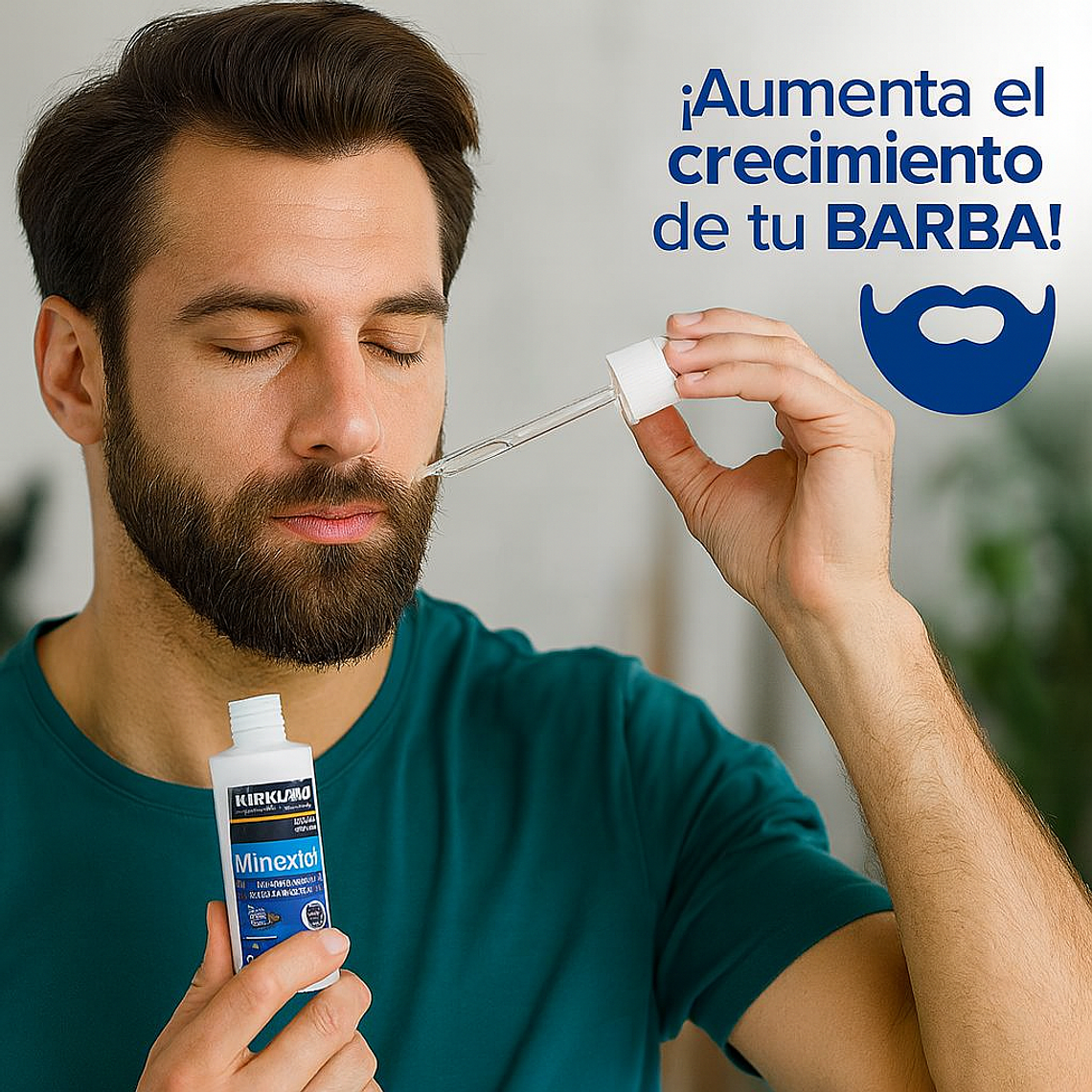 Minoxidil Kirkland + Dermarroller Crecimiento de Barba y Cabello tratamiento 1 Mes 60 ML 3