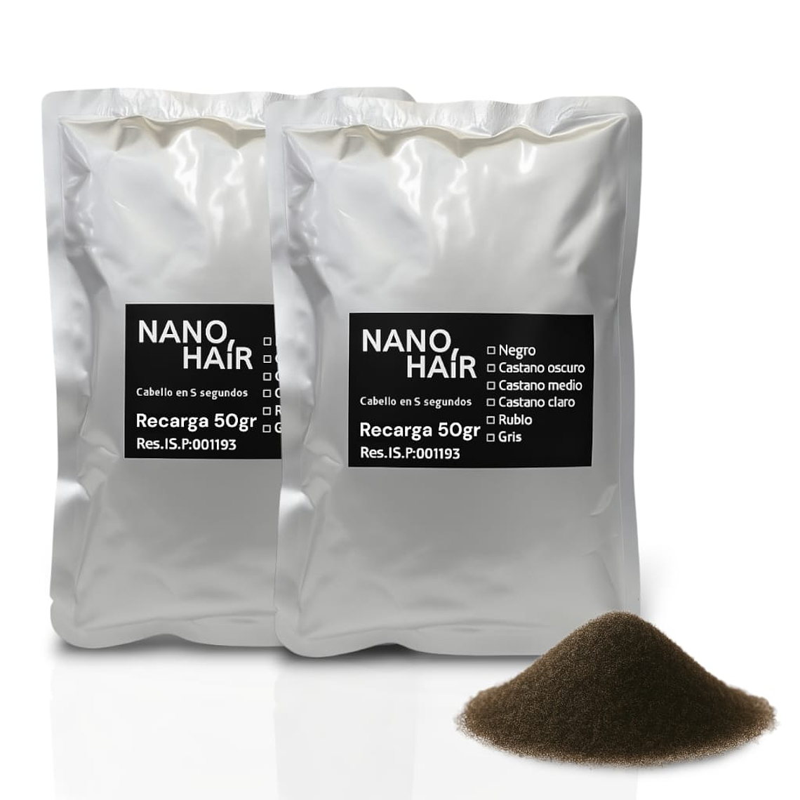 Fibra Capilar Nano Hair Cabello Instantaneo Recarga Negro 50g X 2 1