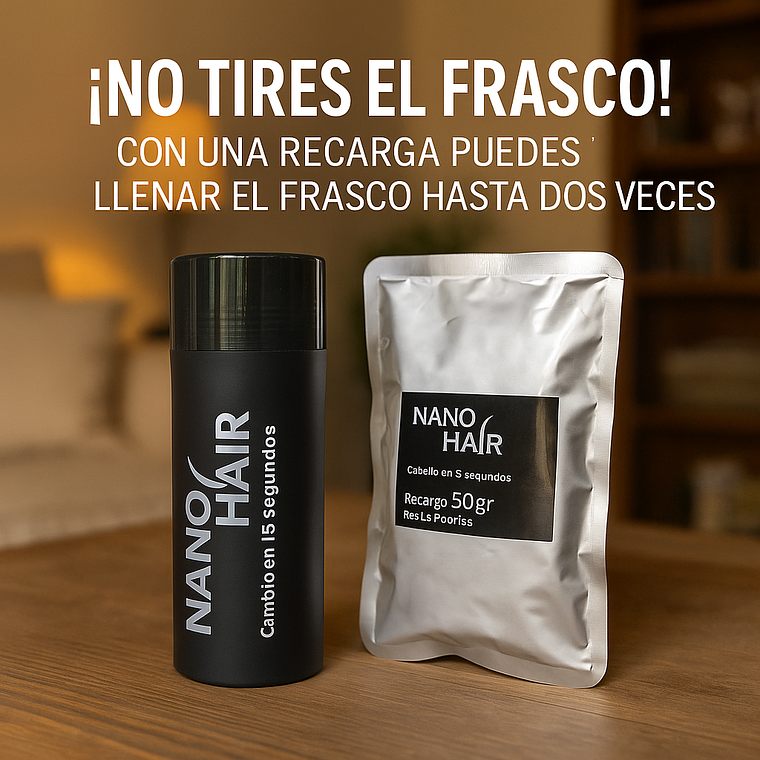 Fibra Capilar Nano Hair Cabello Instantaneo Recarga Negro 50g X 2 4