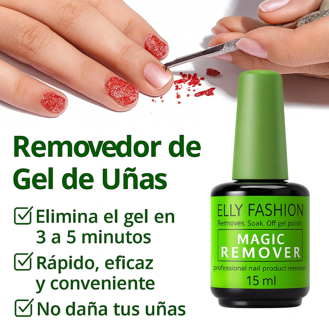 Removedor Esmalte Permanente Gel Uv Mágico Sin Acetona 15ml 6