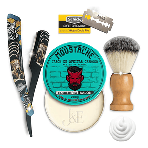 Kit Barba Masculino Schick Navaja Afeitar Jabón Y Brocha