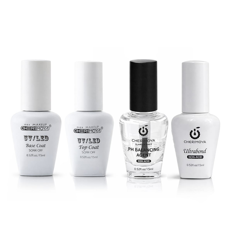 Kit Top Coat Base Coat Ph Balance Y Ultrabond Esmaltado Gel 1