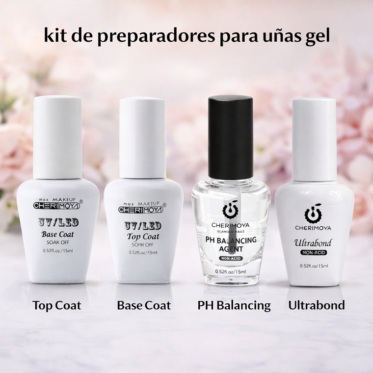 Kit Top Coat Base Coat Ph Balance Y Ultrabond Esmaltado Gel 3