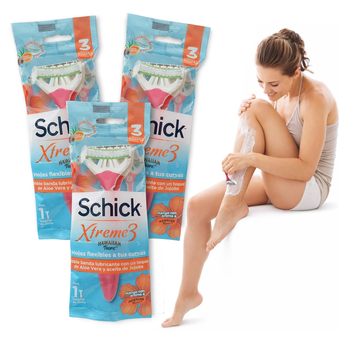 Maquina De Afeitar Schick Mujer 3 Hojas Piel Sensible Pack 3 1