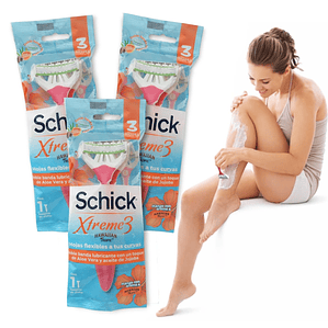 Maquina De Afeitar Schick Mujer 3 Hojas Piel Sensible Pack 3
