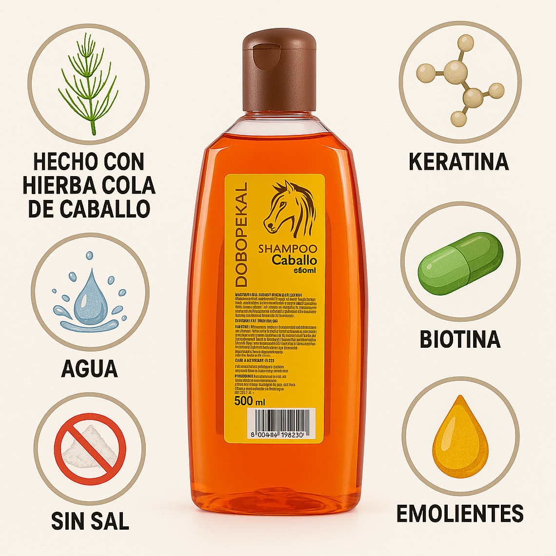 Shampoo Cola de Caballo para Cabello Obopekal 500 gr  7