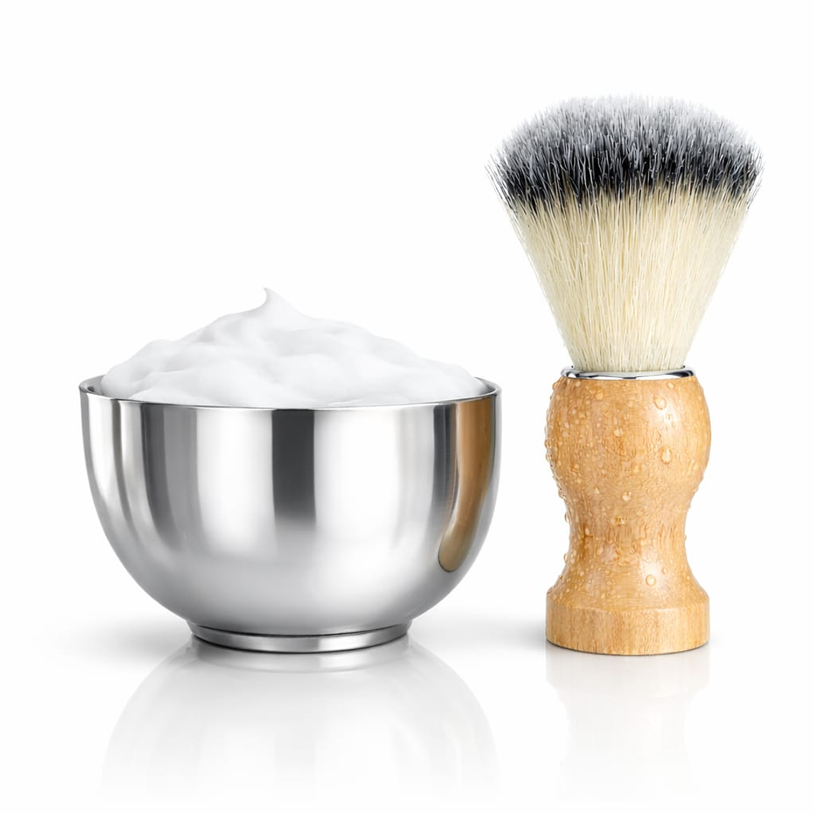 Kit Afeitado Clásico Tazón Bowl Acero + Hisopo De Barberia 1