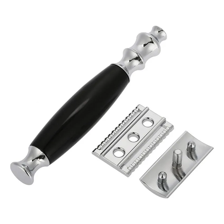 Kit Afeitar Clásico Con Taza + Hisopo + Rastrillo Doble Filo Inoxidable 6