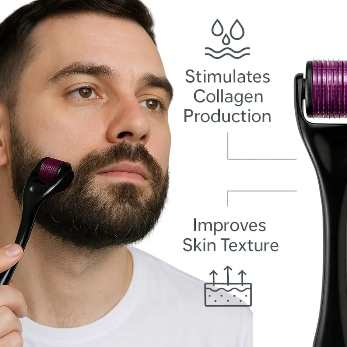 Dermaroller Rodillo Crecimiento de Barba 540 Micro Agujas 0.50mm 5