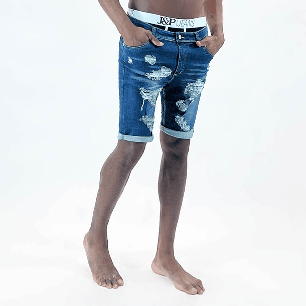 Jeans Bermuda Confort Verdoso Rota Para Hombre 1